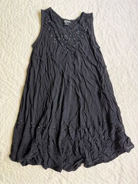 Black Fairycore Beaded Dress - Rina - Free Size